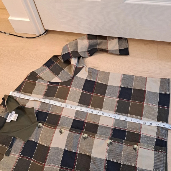 Serengeti Cream Brown Patchwork Plaid Button Up Fall Cotton Blazer Jacket Sz 2X - Picture 5 of 7